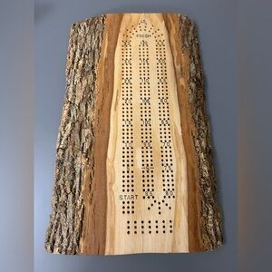 Live Edge Rustic Wooden Cribbage Board